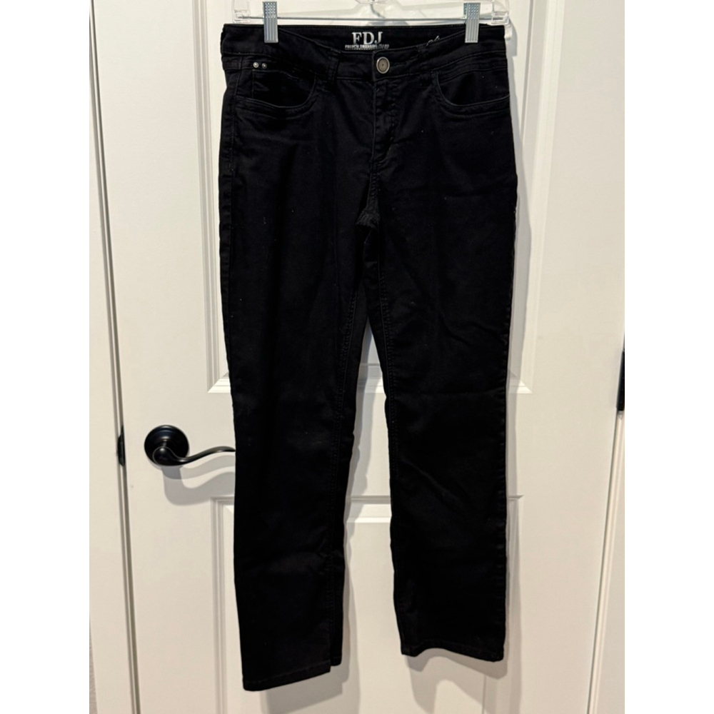 Women's FDJ French Dressing Jeans Black Olivia Straight Leg stretch Jeans 4P